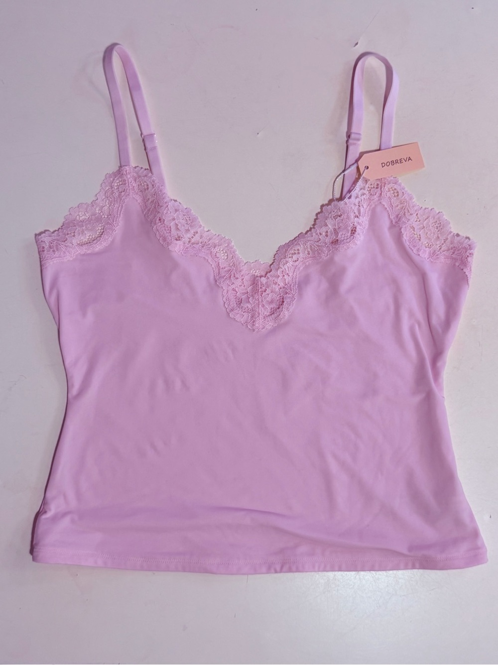 Dobreva Pink Lace Trim Camisole